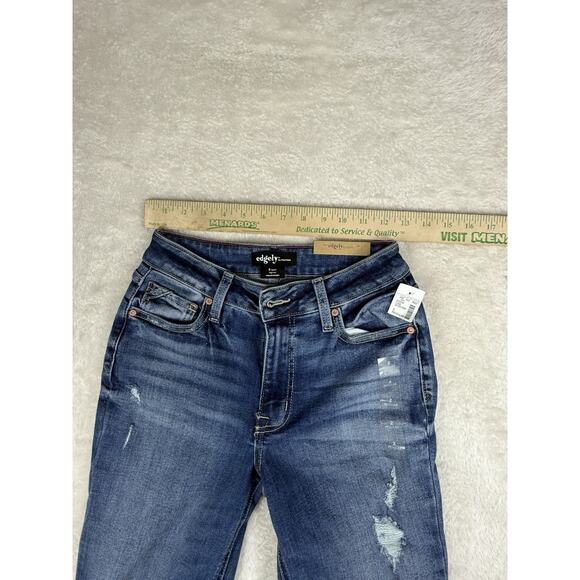 Maurices Edgely High Rise Relaxed Straight Jeans Sz 2 Distressed Stretch Denim - Picture 4 of 10